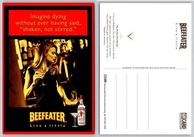 Beefeater Gin ''Shaken Not Stirred'' Martini Advertising Postcard GO CARD 1990