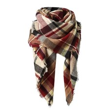 Women's Fall Winter Scarf Classic Tassel Plaid Scarf Warm Soft Chunky Large B...