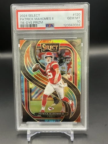 2024 Panini Select #120 Patrick Mahomes II Tie Dye Prizm Shock 9/25, PSA 10