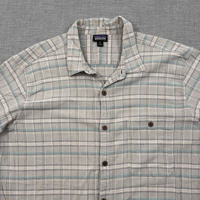 Patagonia A/C Shirt Mens XL Gray Plaid Organic Cotton Button Up Lightweight