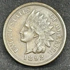 1892 Indian Head Cent, AU+++ Condition! 3-3/4 Diamonds!