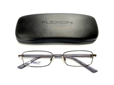 New Flexon By Marchon Silver Gun Metal Rectangular Glasses 665 51 18 140
