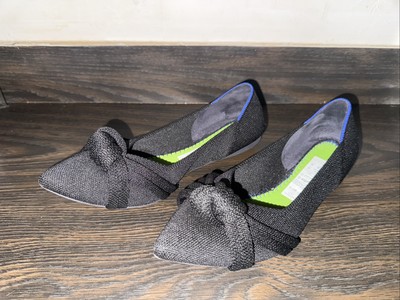 Rothy s The Knot Point II Women s Size 7.5 Black Knit Flat Point Toe Bow Shoes