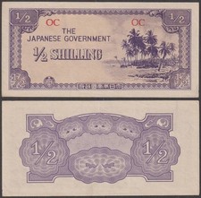 Oceania - Japanese Occupation WWII, 1/2 Shilling, ND (1942), VF+++, P-1