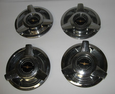 1962-1963 Set Of Four Ford Thunderbird Center Caps 6 Mount For Wire Wheels Nos