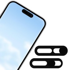 2pcs Front Camera Cover Slide for iPhone 14 15 16 17, 20x5mm/0.8x0.2in, black