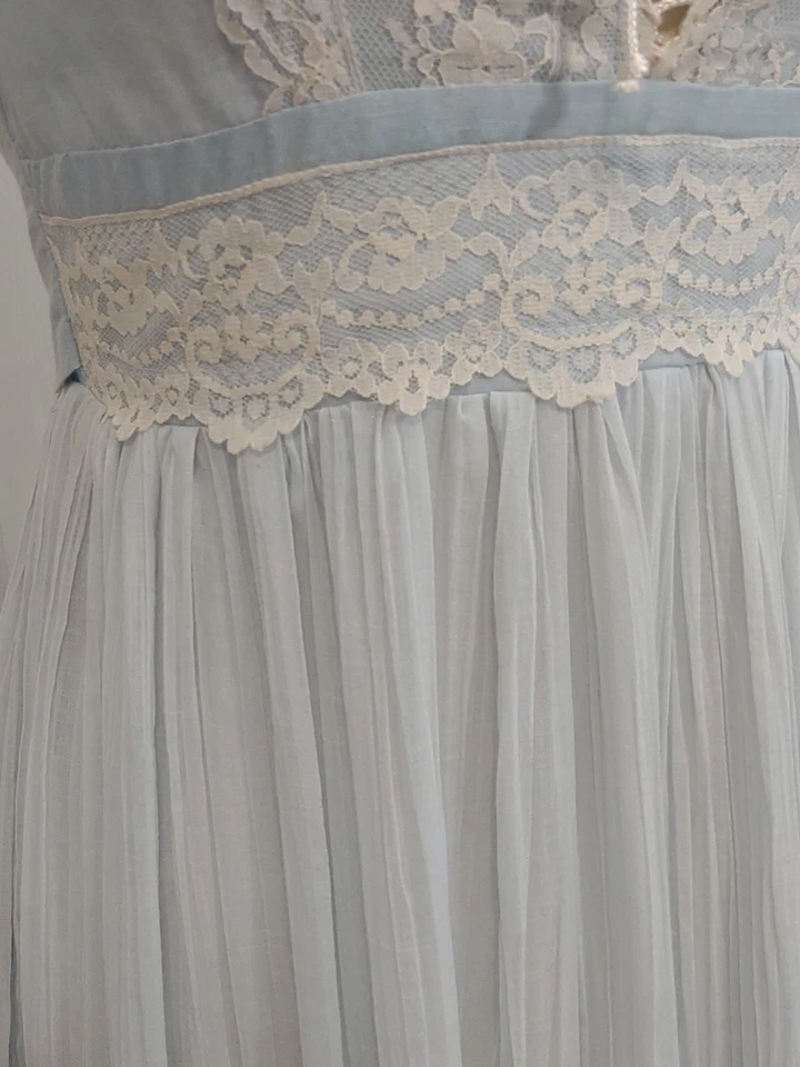 Vestido Gunne Sax S Francisco Polvo Azul Gasa Marfil Encaje Casa Princesa Talla 9 Foto 4 de 4