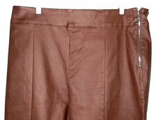 Fashion Nova Vegan Faux Leather Pants w Silver Ring Side Zip-3X, cognac