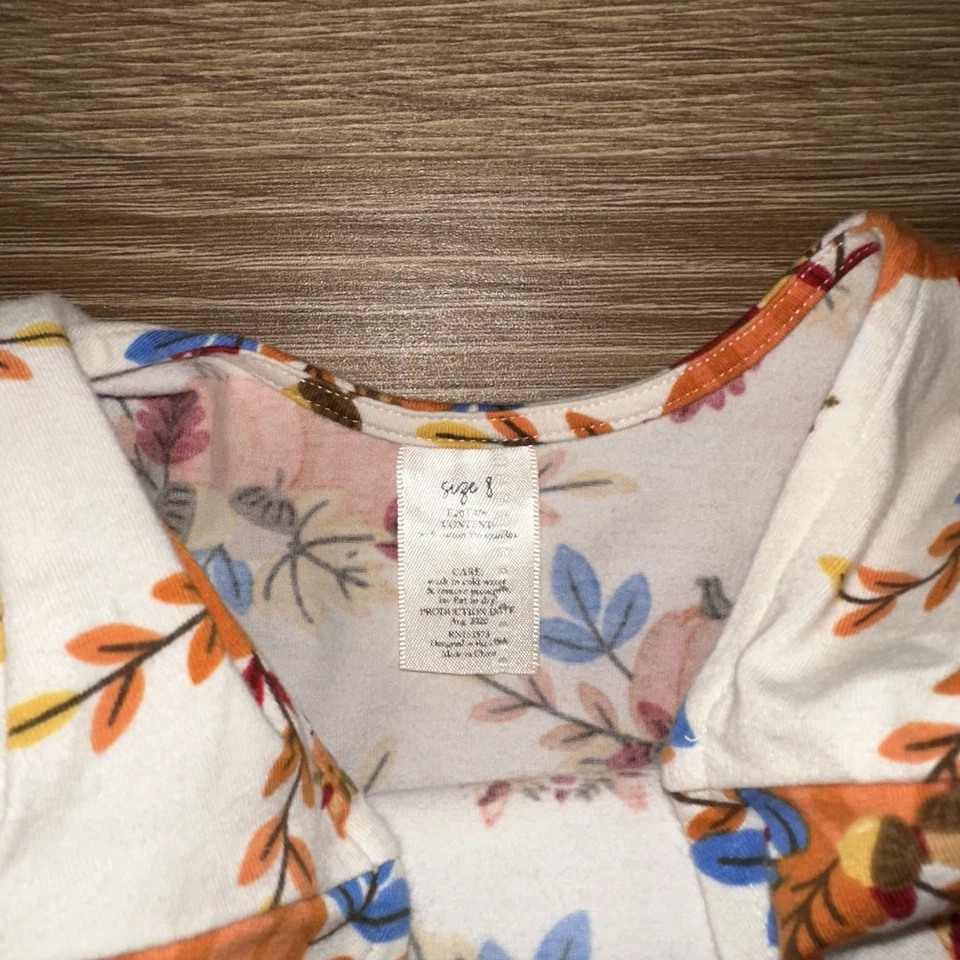 Eleanor Rose Girls Size 8 Fall Pumpkin Floral Ruffle Tunic Top Boutique Cotton - Image 3 of 4