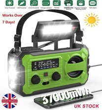 100000mAh Wind Up Solar Radio Hand Crank Emergency FM/AM Power Bank LED Torch UK