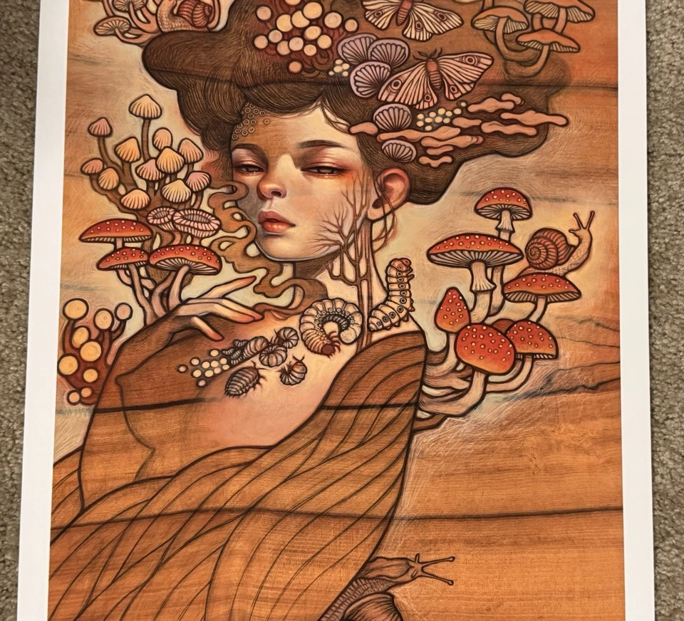 Audrey Kawasaki Art Print Amanita Mushroom Poster S/# 200 Asian Impressionism - Image 3 of 4
