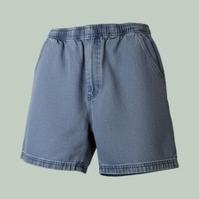 Basic Editions Denim Mom Shorts M Blue Pull On Elastic Waist Cotton Casual Retro
