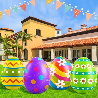 Liliful 4 Pcs 40 Inch Giant Inflatable Easter Eggs Decorations vibrant color 