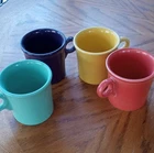 Fiesta Multicolor Ceramic Mug Set of 4, USA Pottery, With Handle
