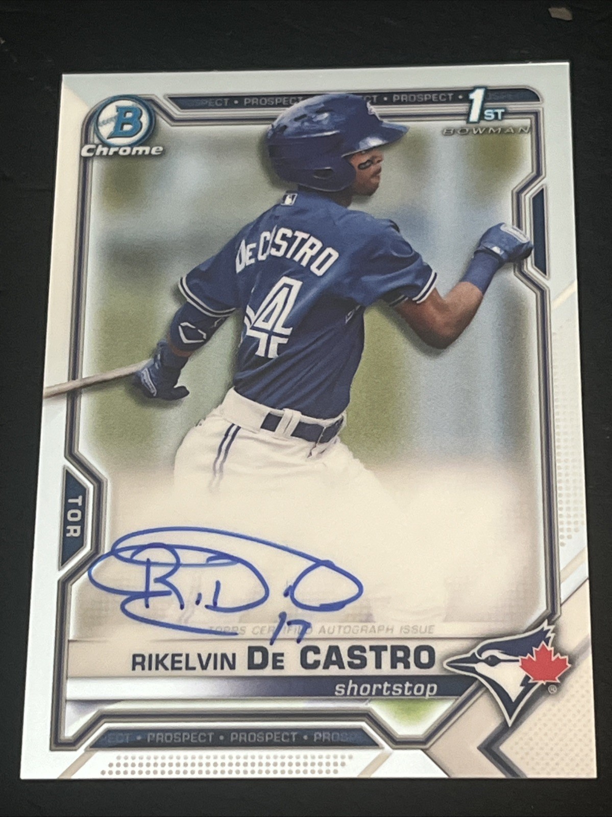 2021 Bowman Chrome #CPA-RDCA Rikelvin De Castro Autograph 1st Bowman Blue Jays