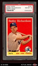 1958 Topps #101 Bobby Richardson WN Yankees COMMON VARIATION PSA 8 - NM/MT