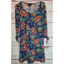 MSK Women's Vibrant Floral Print Long Sleeve Tie Cuff Dress Size Small
