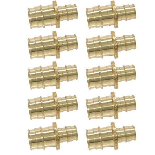10 Pack XFITTING 1/2" x 3/4" Pex A Reducing Coupling, Lead Free Brass