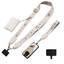 Crossbody Phone Strap with Zippered Pouch Smartphone Lanyard Wrist Strap