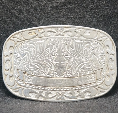 XF29157 SWEET VINTAGE 1970s **FLORAL ARTWORK** WESTERN STYLE UNISEX BELT BUCKLE