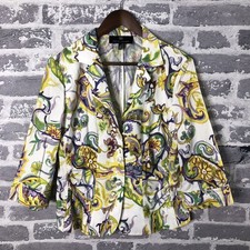 Rena Lange Blazer Womens 10 White Multicolor Floral Paisley Jacket Made Germany