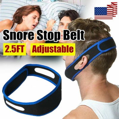 Snore Stop Belt Anti Snoring Cpap Chin Strap Sleep Apnea Jaw Solution BLUE TMJ