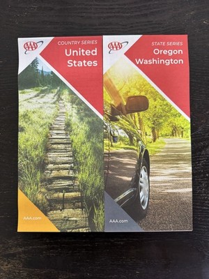 AAA-Road Map 2 Maps Combo-The Map of United States  & Oregon / Washington  2023