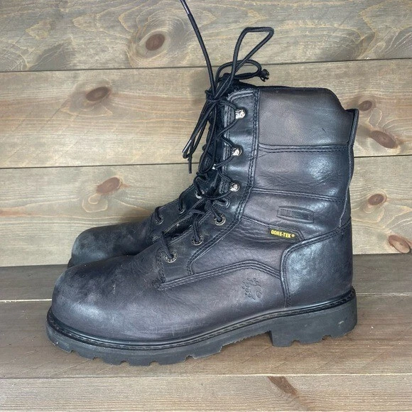 Wolverine Mens size 10 wide boots black leather waterproof steel toe work  shoes | eBay