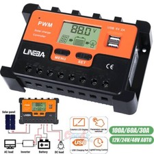 PWM Solar Charge Controller 12V 24V 48V Auto Regulator PV 50V MAX 5200W Dual USB