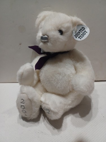 DAN DEE TEDDY BEAR 2001 century first edition Jointed White plush stuffed Gif - Picture 4 of 8