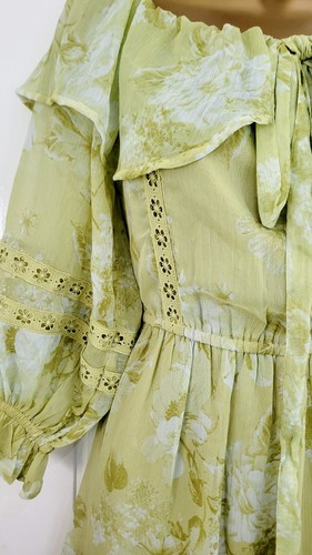 RIVER ISLAND Midi chiffon floaty summer dress Olive size 18 plus Holiday VGC - Picture 7 of 7