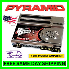Pyramid PB675 800 Watt 4 Channel Car Audio Mosfet Amplifier w/ Crossover, Bass+