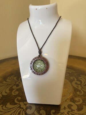 Aztec Calendar Necklace Ancient Mexico Wooden Pendant Adjustable Length