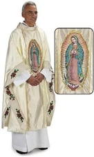 Our Lady of Guadalupe Chasuble and Stole, A Fully Lined Shantung Fabric Vestment