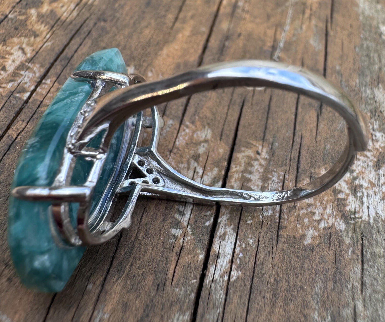 Emerald Lepidolite Ring Silver 925 - image 5