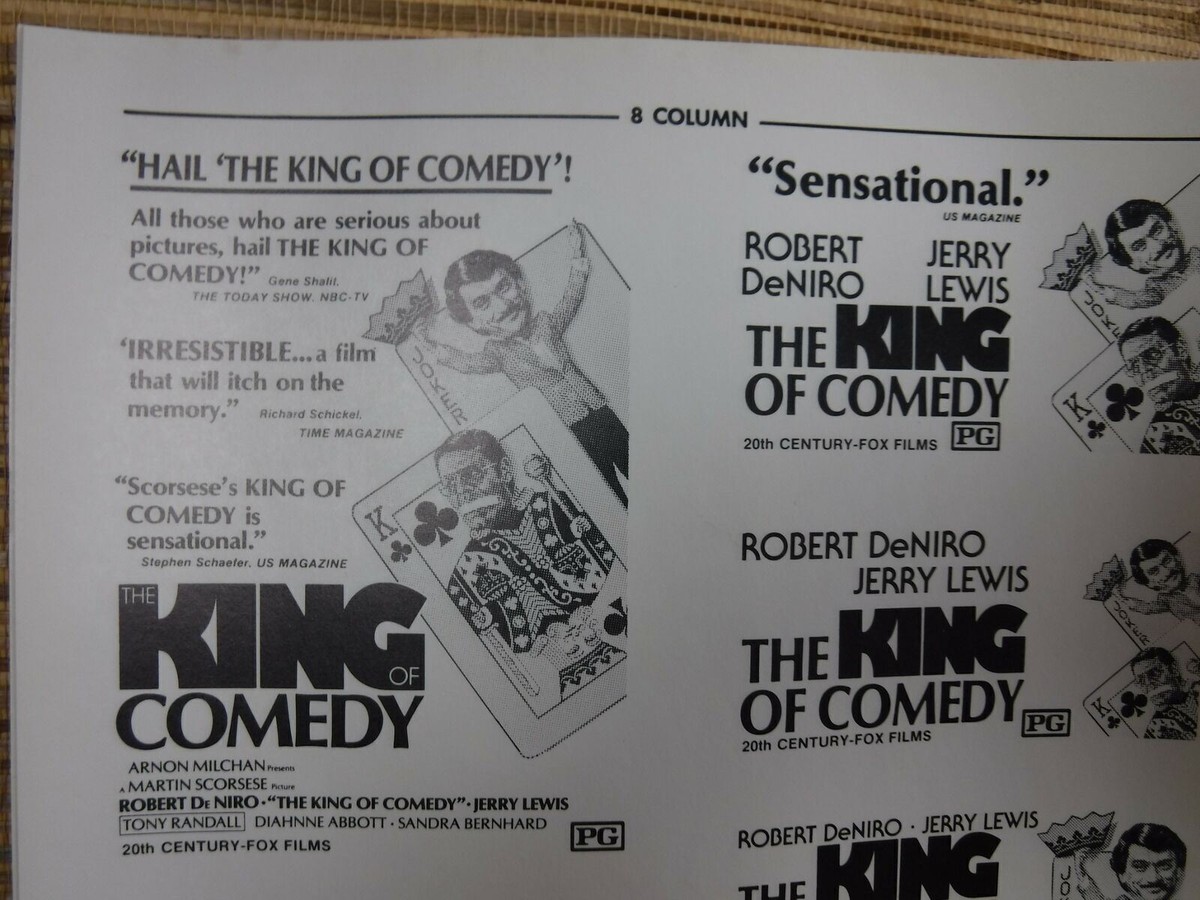 THE KING OF COMEDY Movie Mini Ad Sheet VTG Advertising Poster
