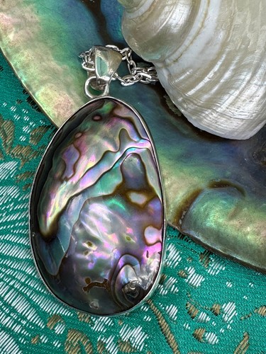 Charles Albert Iridescent Abalone & Sterling Silver Handcrafted Pendant Necklace - Picture 16 of 19