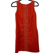 Women's Nine West Burnt Orange Sleeveless Shift Dress with Pockets