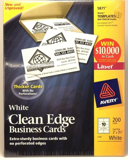 Avery Clean Edge Printable Business Cards 2" x 3.5" White 200/Pack 5871