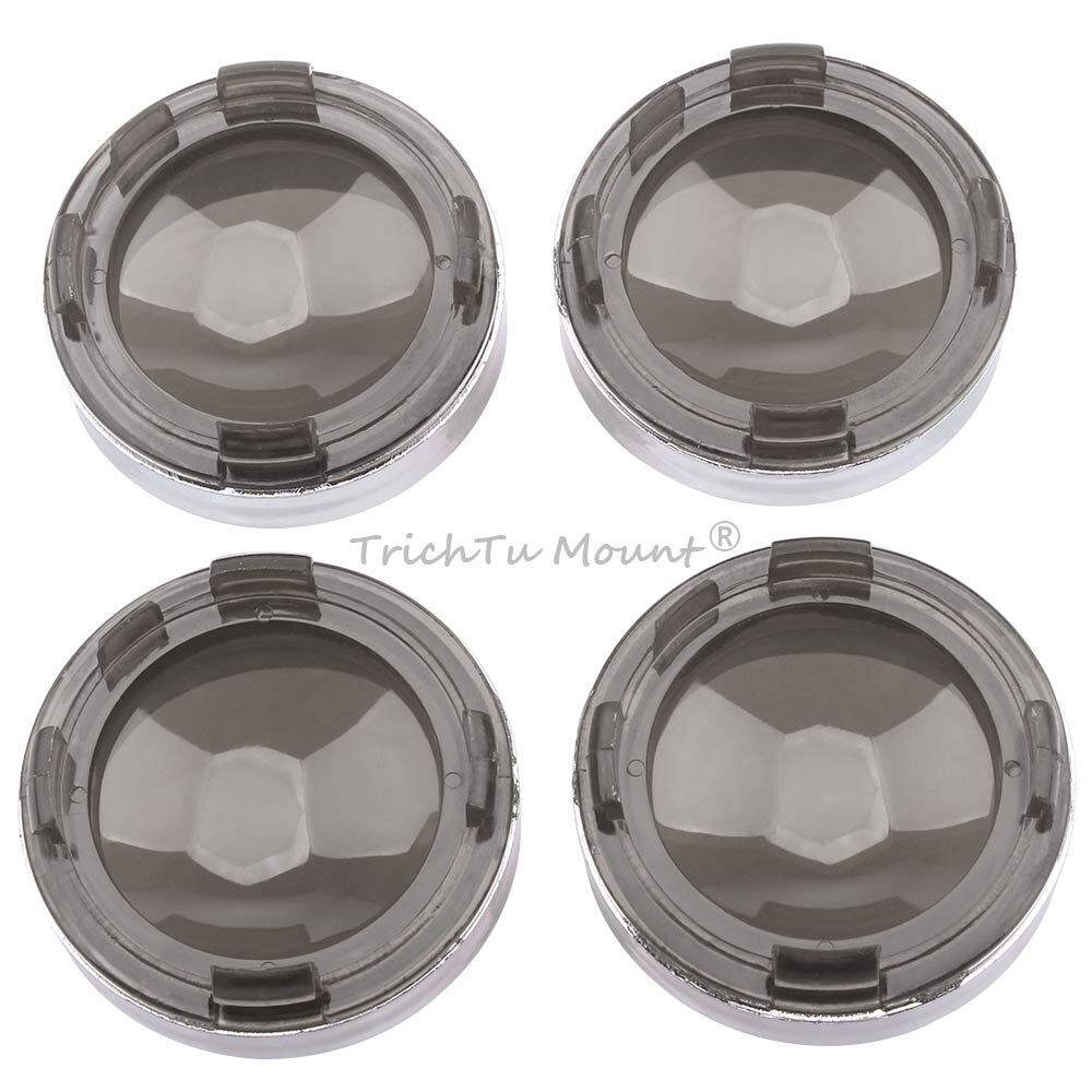 4x Smoke Turn Signal Lens Covers w/Chrome Visor Bezels For Harley Sportster Dyna