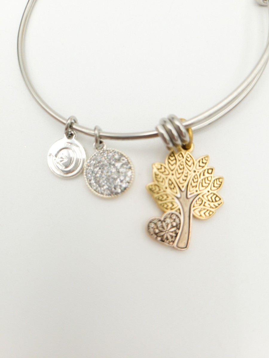 Love This Life Silver Tone Tree Of Life Family Crystal Expandable Charm  Bracelet