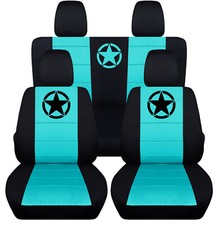 Custom Fit Suv Car Seat Covers W Star Blk-mint Blue Fits Jk Wrangler 2dr 07-18