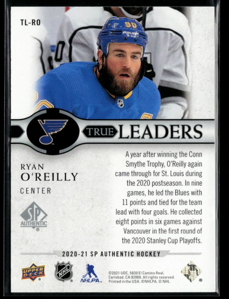 2020-21 SP Authentic True Leaders #TL-RO Ryan O'Reilly - Image 2 of 2