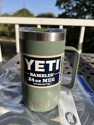 CAMP GREEN YETI 24 oz Rambler Mug Tumbler LIMITED EDITION Coffee