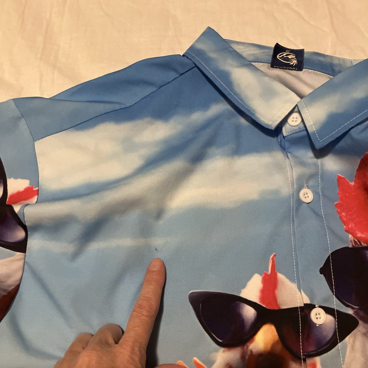 Hardaddy Chicken Beach Hawiian Shirt Mens XL Blue Coop Lovers AOP Novelty Funny View 4