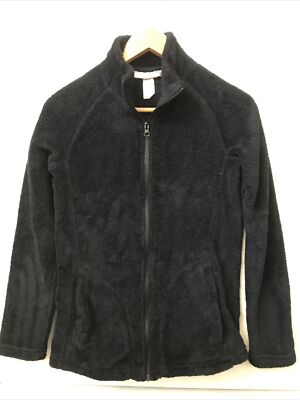 Level Eight Women Black Fleece Fuzzy Full Zip Jacket Size S Small