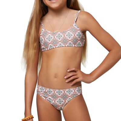 O'Neill Alexa Tile Bikini Kids Canyon Stretch Floral Bralette Swimwear  JDM515