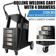 Rolling Welding Cart w/ Tank Storage 4 Drawers for TIG MIG Welder Plasma Cutter