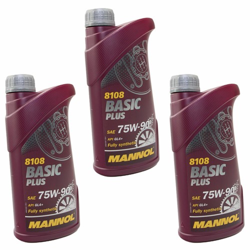 3x 1 liter 75W90 MANNOL Basic Plus 75W90 API GL 4+ transmission oil