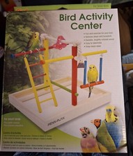 Bird PlayGymParrotPerchStand Bird Activity Center Wooden Playpen Toy 9"Dx11"x10H